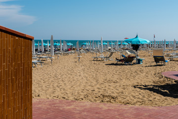 The beach and the pier of Lignano Pineta