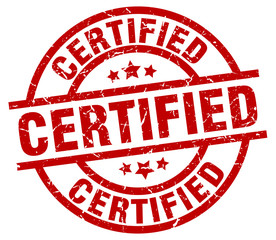 certified round red grunge stamp