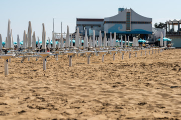 The beach and the pier of Lignano Pineta