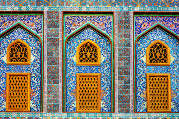 Windows with arabic ornament in mosque