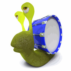 Vector 3d Funny cartoon snail bug carrying a stopwatch © Steve Young