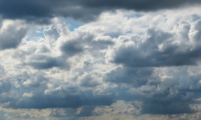 Beautiful big cumulus clouds in the sky, natural background 