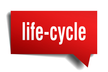 life-cycle red 3d speech bubble