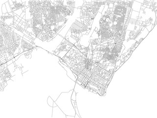 Strade e case di Maputo, cartina della città, capitale, Mozambico. Stradario. Africa. Area urbana