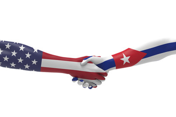 American Cuban Handshake Bilateral talks 3D render