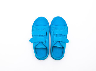Blue shoes isolated on white background.