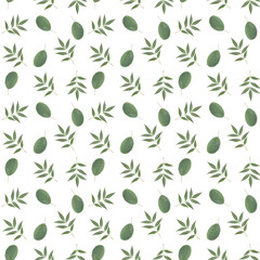 Seamless floral pattern created from natural leaves.
