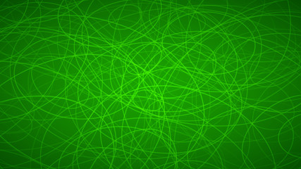 Abstract background of randomly arranged contours of elipses in green colors.