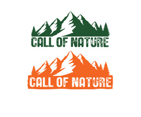 call of nature mountains vector sign sticker design