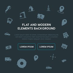 business, transports, industry, location fill vector icons and elements background concept on dark background.Multipurpose use on websites, presentations, brochures and more