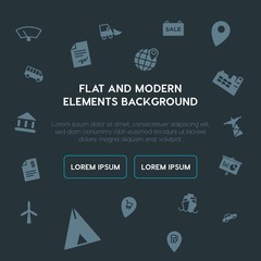 business, transports, industry, location fill vector icons and elements background concept on dark background.Multipurpose use on websites, presentations, brochures and more