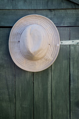 Bush Hat Hanging on a Shed Door