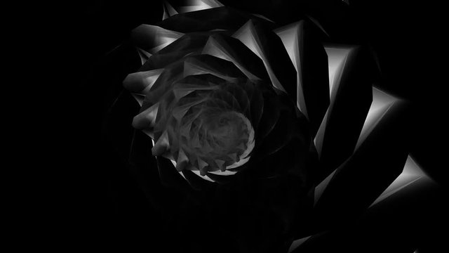 4k Abstract swirl spiral shell glass crystal jewel tunnel hypnosis background.