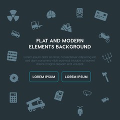 business, transports, industry, location fill vector icons and elements background concept on dark background.Multipurpose use on websites, presentations, brochures and more