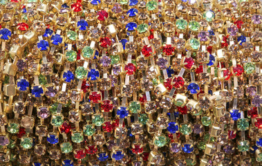 precious stones and gold necklaces for sale in the jewelry store