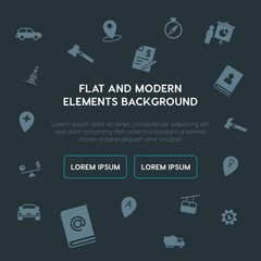 business, transports, industry, location fill vector icons and elements background concept on dark background.Multipurpose use on websites, presentations, brochures and more