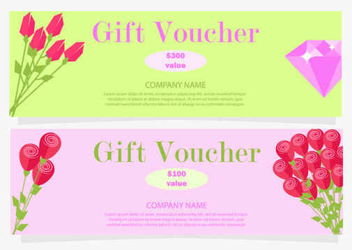 Two Gift Vouchers for 100 and 300 Dollars Flat