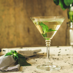 mint lemonade and fresh mint   (fresh petals of mint in the cooled drink)