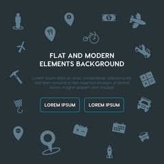 business, transports, industry, location fill vector icons and elements background concept on dark background.Multipurpose use on websites, presentations, brochures and more