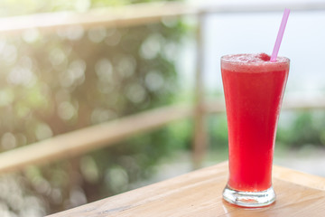 Water melon smoothie on  table