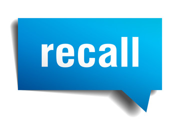 recall blue 3d speech bubble