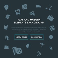 business, transports, industry, location fill vector icons and elements background concept on dark background.Multipurpose use on websites, presentations, brochures and more