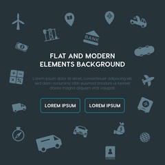 business, transports, industry, location fill vector icons and elements background concept on dark background.Multipurpose use on websites, presentations, brochures and more