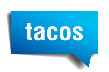 tacos blue 3d speech bubble