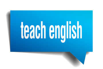 teach english blue 3d speech bubble