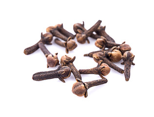 dry cloves on white background