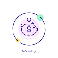 Line art money box. Finance saving. Scalable vector icon in modern outline style. Lineart elements vector illustration.