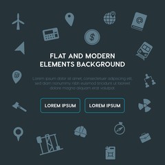 business, transports, industry, location fill vector icons and elements background concept on dark background.Multipurpose use on websites, presentations, brochures and more