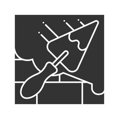 Brick wall with triangular shovel glyph icon