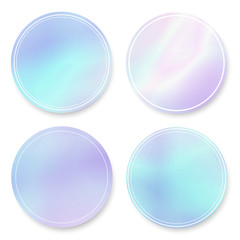 Soft fluid, holographic,gradient round frames set on white