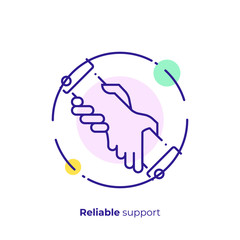 line art assistant hands. Team building. Scalable vector icon in modern lineart style. outline elements vector illustration.