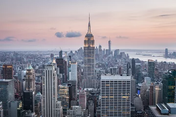 Keuken foto achterwand Empire State Building Manhattan at sunset from the Top of the Rock, New York City
