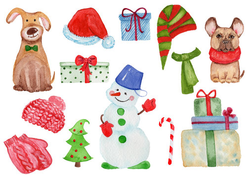 Watercolor Christmas illustrations collection.