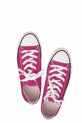 pair of sneakers-colored youth running shoes on a white background, isolated