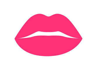 Glossy Bright Pink Lips Vector Illustration Icon
