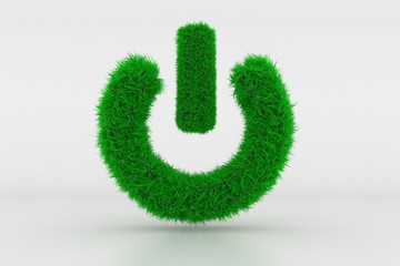 3D Illustration, Shape of a Standby Sign with green Grass