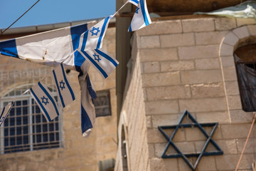 Israeli flag blowing in the wind