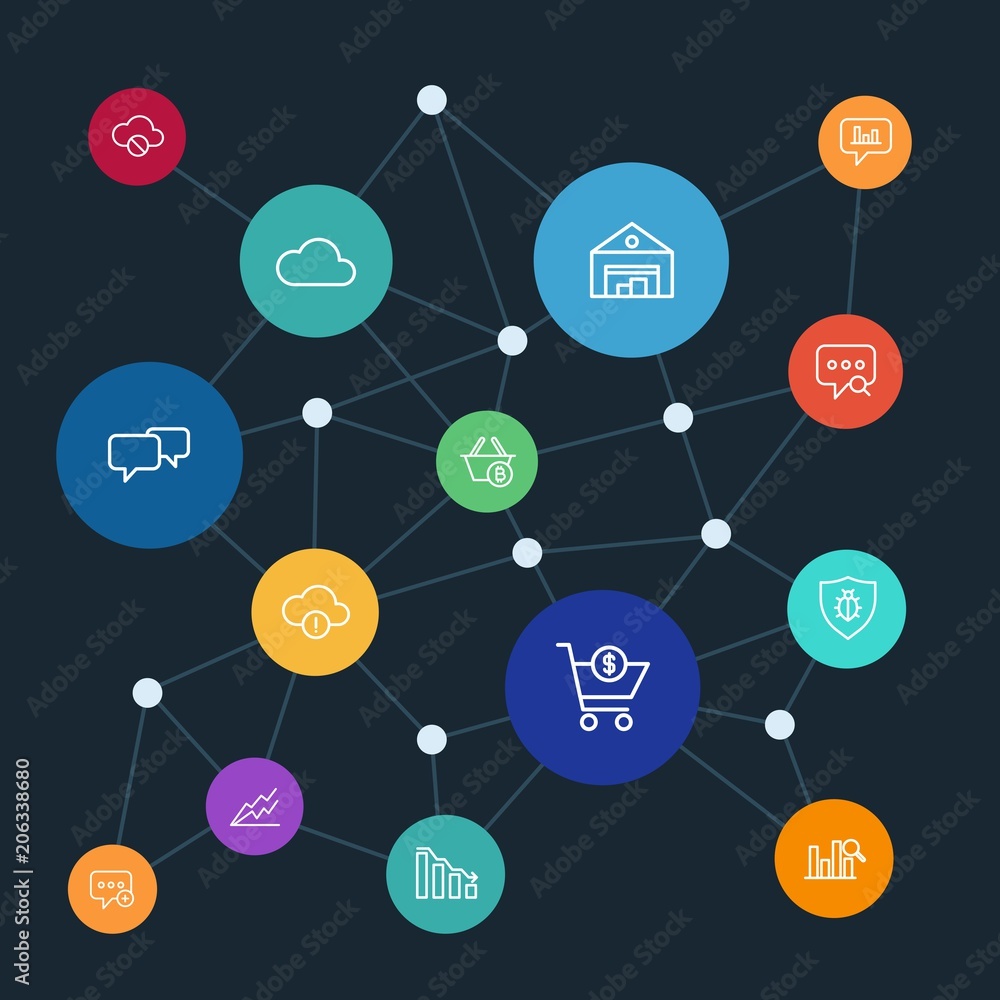 Poster abstract background with polygonal connected lines. set of networking, charts, chat and messenger, s