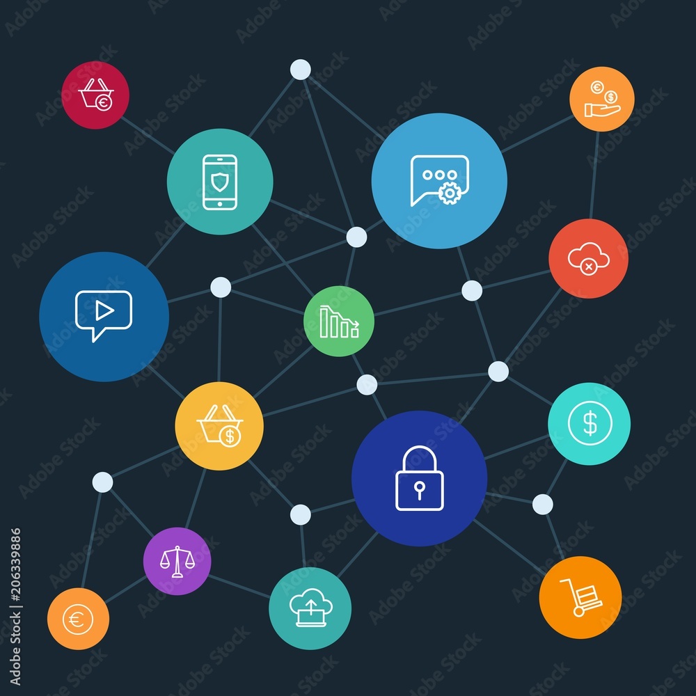 Poster abstract background with polygonal connected lines. set of networking, charts, chat and messenger, s