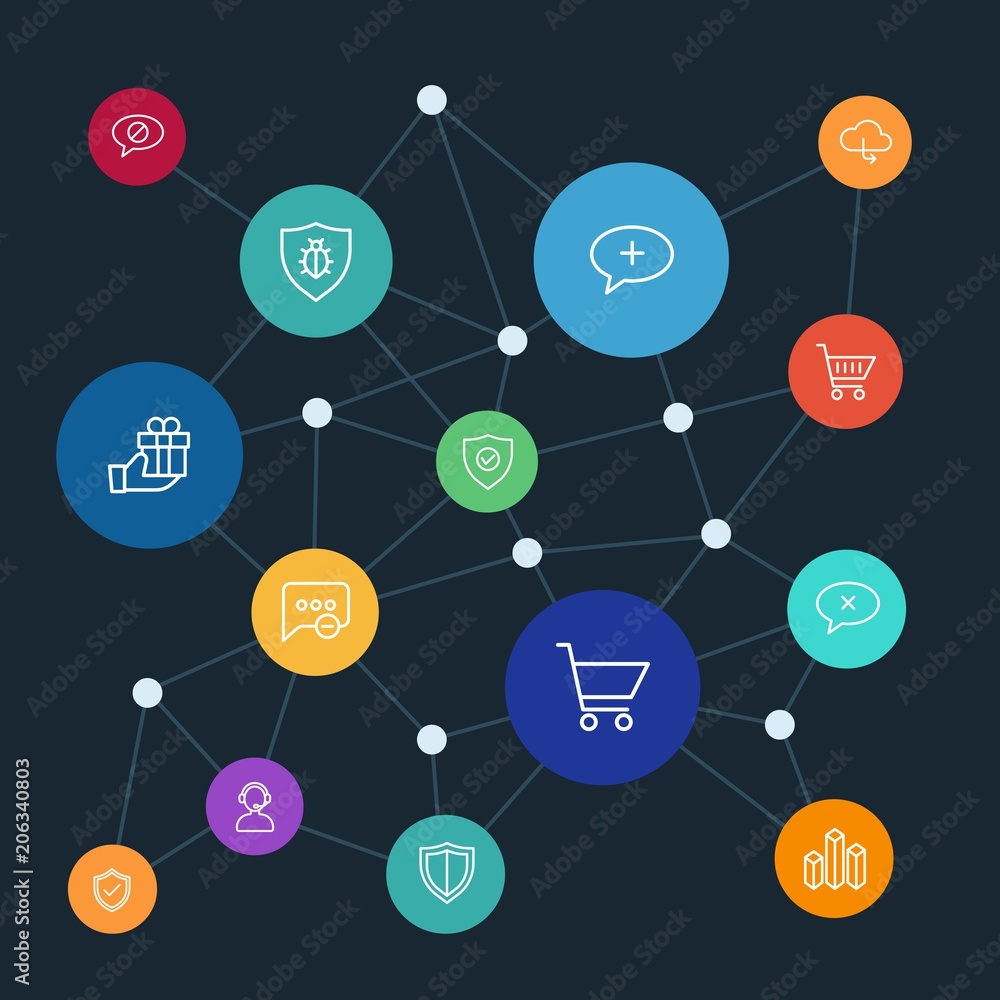 Aufkleber abstract background with polygonal connected lines. set of networking, charts, chat and messenger, s