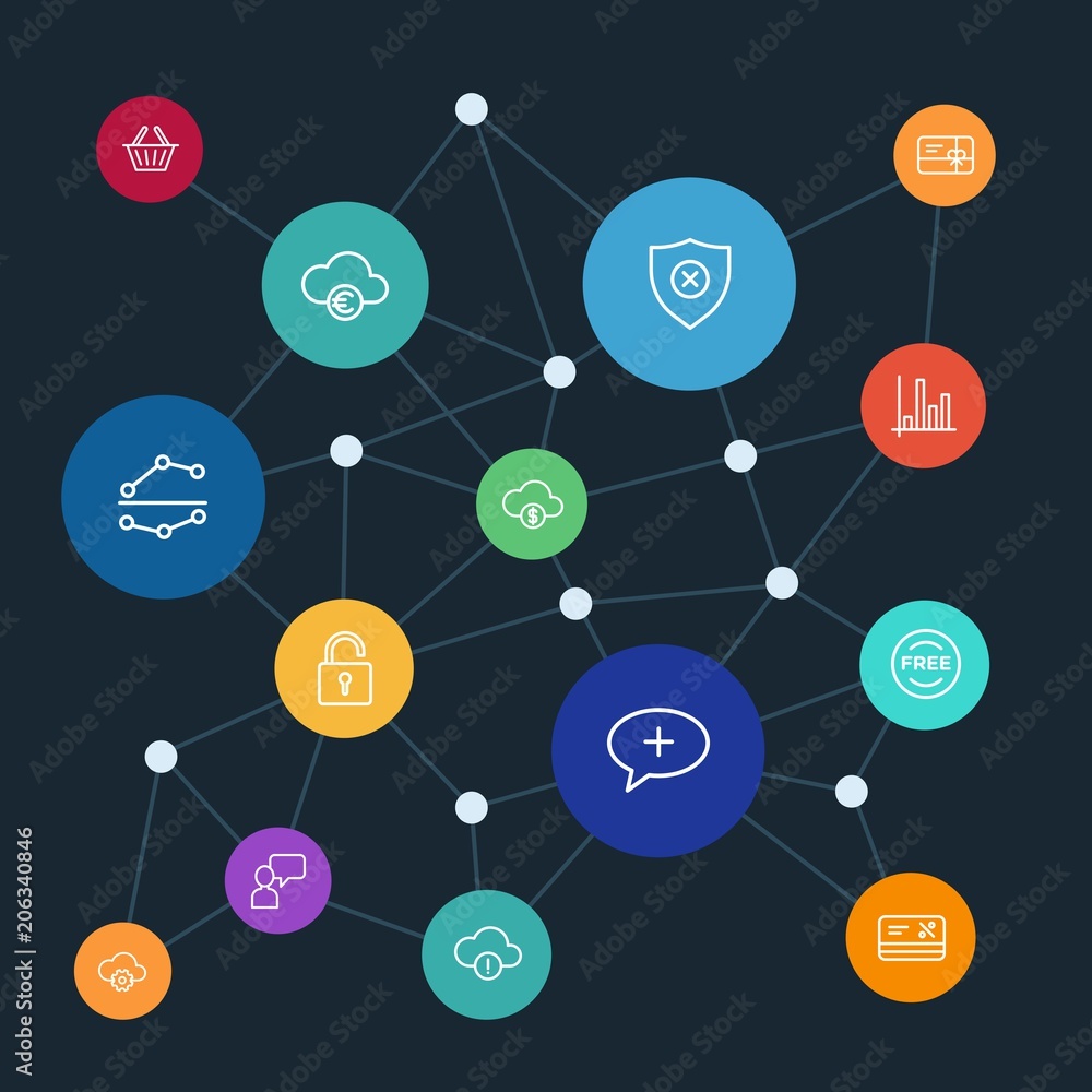 Poster abstract background with polygonal connected lines. set of networking, charts, chat and messenger, s