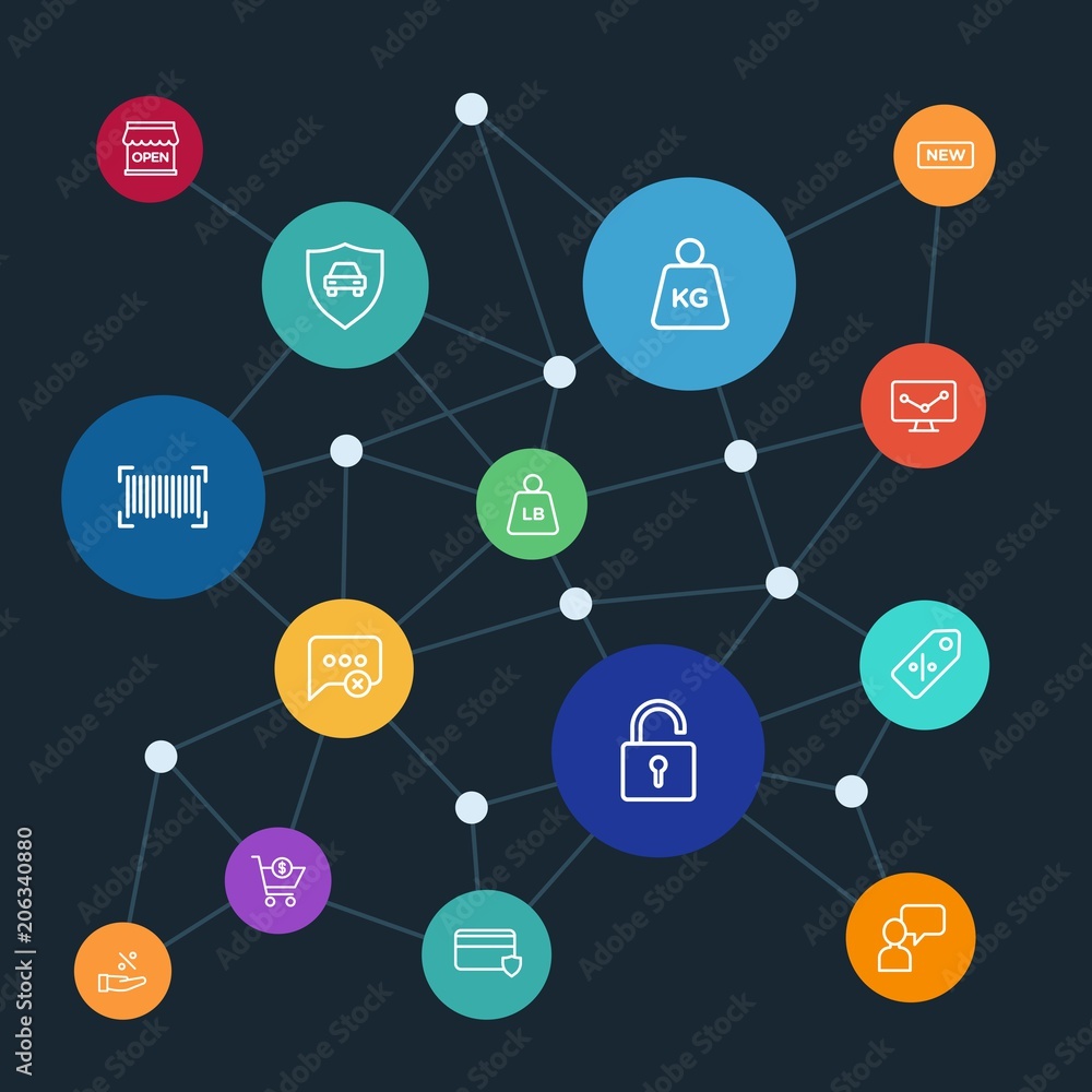 Aufkleber abstract background with polygonal connected lines. set of networking, charts, chat and messenger, s