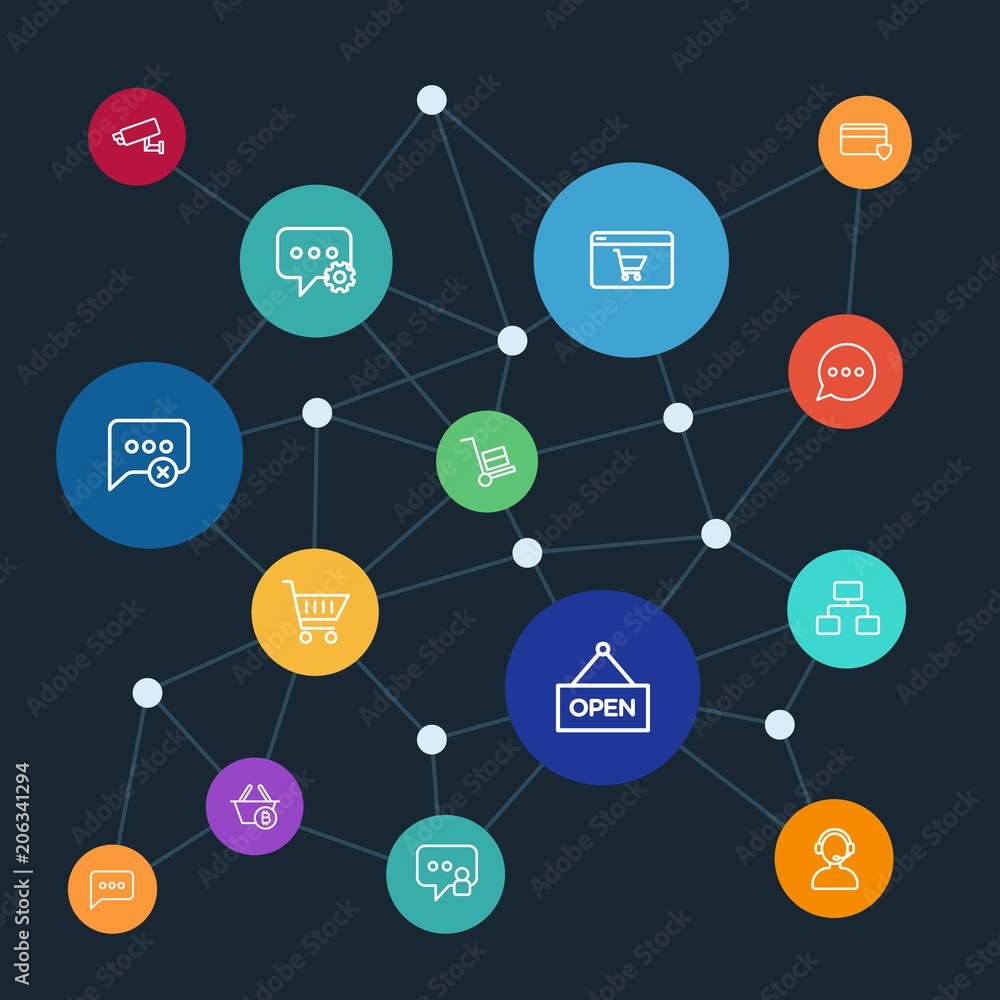 Poster abstract background with polygonal connected lines. set of networking, charts, chat and messenger, s