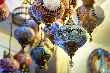 Traditional oriental colourful lamps lanterns