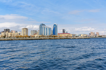 Fototapeta premium Baku White city Boulevard. New city park embankment. Azerbaijan