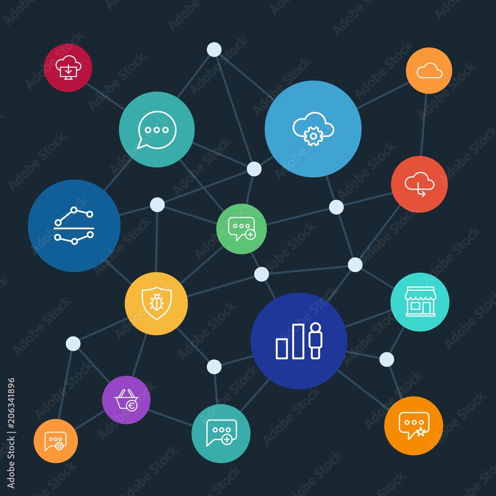 Poster abstract background with polygonal connected lines. set of networking, charts, chat and messenger, s
